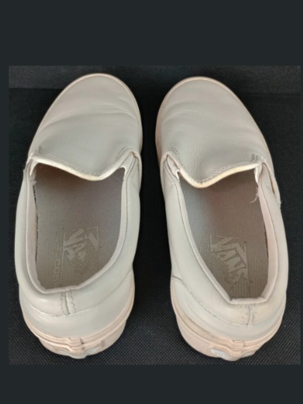 Vans Off the Wall Womens 6.5 Beige Tan Leather Slip On Loafer Shoes - Picture 12 of 13